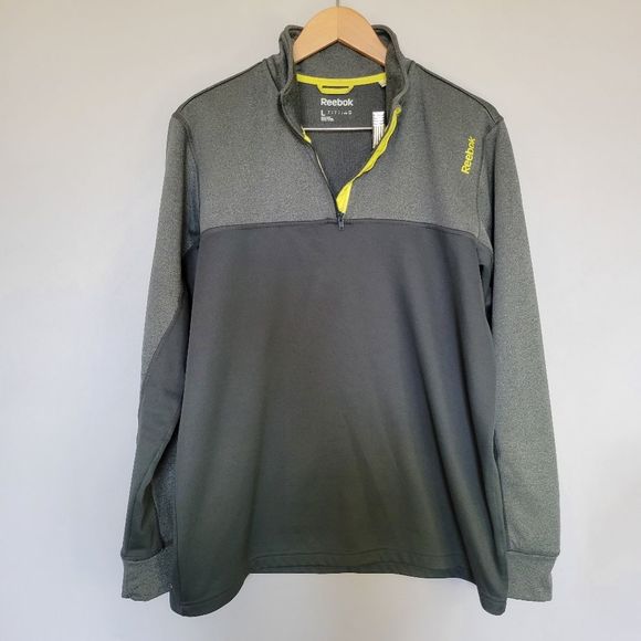 Reebok Playwarm Men's Large 1/4 Zip Lightweight Sweatshirt Pullover Gray Green - Picture 9 of 16